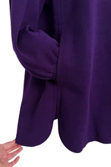 Documented Fall 1985 Yves Saint Laurent Haute Couture Runway Look 43 Purple Over-sized Cut Tunic