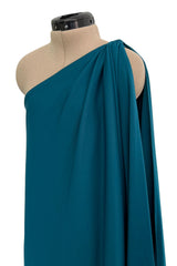 Prettiest 1978 Halston Dark Teal Jersey One Shoulder Draped Full Length Maxi Dress