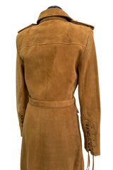 Spring 2013 Yves Saint Laurent by Hedi Slimane Runway Look 4 Suede Safari Lace-up Full Length Dress