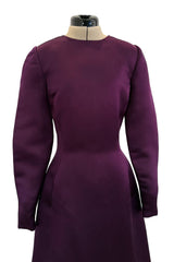Fall 2002 Oscar de la Renta Runway Look 50 Deep Purple Silk Dress w Hand Applied Patchwork