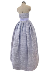 Elegant Late 1950s Sybil Connolly Couture Pale Lavender Pleated Linen Strapless Dress w Shawl