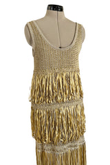 Dreamiest Cruise 2011 Chanel by Karl Lagerfeld Gold Ribbon & Metallic Gold Cord Knit Dress