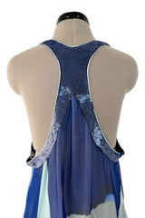 Spring 2010 Emilio Pucci by Peter Dundas Runway Look 24 Blue Printed Silk Chiffon & Sequin Dress