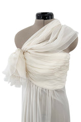 Outstanding Cruise 2010 Christian Dior by John Galliano Runway Version in White Silk Chiffon Draped Dress