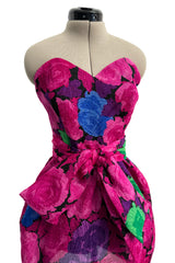 Exuberant Spring 1988 Christian Lacroix Luxe Demi-Couture Runway & Documented Strapless Floral Mini Dress