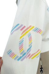 Gorgeous Cruise 2019 Chanel by Karl Lagerfeld Double C Rainbow Stripe Logo Sweater