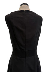 2010s Giambattista Valli Black Dress Stretch Sleeveless Dress w Front Metallic Thread Wool Inset