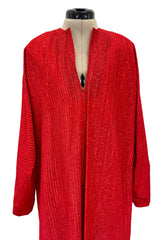 Fabulous 1970s Halston Metallic Red Lame Lurex Full Length Caftan Dress
