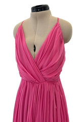 Resort 2008 Christian Dior by John Galliano Pink Silk Chiffon Plunge Dress