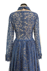 Phenomenal Fall 2013 Valentino by by Maria Grazia Chiuri & Pierpaolo Piccioli Runway Look 54 Dusty Blue Lace Dress