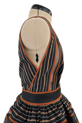 Amazing 2010s Fendi by Karl Lagerfeld Striped Cotton Dress w Transparent Net Panels