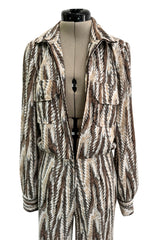 Fabulous Fall 1975 Diane Von Furstenberg Soft T-Shirt Feel Jersey Printed Jumpsuit