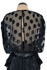 Chic Fall 1979 Givenchy by Hubert de Givenchy Runway Black Silk & Velvet with Inner Slip
