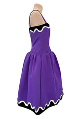 Spring 1980 Yves Saint Laurent & Ad Campaign Runway Purple Dress & Jacket Set w B&W Detailing