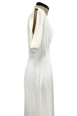 Spectacular 2011 Alexander McQueen Bias Cut Liquid Silk Satin Ivory Dress w Amazing Sleeves