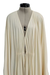 Incredible 1974 Yuki by Gnyuki Torimaru for Rembrandt Ivory Jersey Front Plunge Caftan Dress