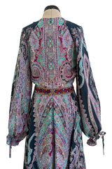 Prettiest Pre-Fall 2016 Etro by Veronica Etro Printed Silk Chiffon Dress w Embroidered & Beaded Detailing