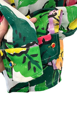 Stunning Spring 1992 Todd Oldham Runway Silk Organza Floral Top w Hand Painted Floral Design