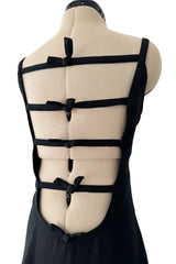 Incredible Fall 1971 Andre Courreges Black Dress w Open Back Detailed w Straps & Bows