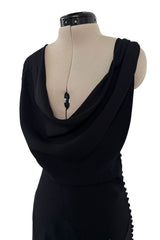 Fantastic Spring 1999 John Galliano Runway Look 11 Black Bias Cut Dress w Wide Strap Open Back