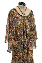 Fantastic 1970s Yves Saint Laurent Light and Airy Top w Curved Sleeves & Tiered Dress Skirt Set