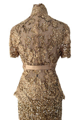 Outstanding 2010s Valentino by the Original Mr. Valentino Two Piece Metallic Gold Sequin Covered Set