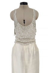 Extraordinary Spring 2001 Original Valentino Runway Look 73 Sequin Top & Ivory Silk Skirt Set