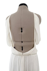 Spring 2012 Ralph Lauren Purple Label Runway Look 53 Backless Ivory Jersey Dress w Pearl Belt