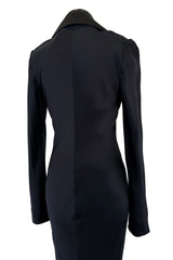 Fall 2007 Alexander McQueen Black Bias Cut Hammered Silk Dress w Beaded Collar