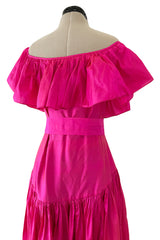 Dreamy Spring 1980 Yves Saint Laurent Runway Feather Light Iridescent Pink Silk Dress