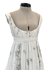 Important Fall 2003 Alexander McQueen 'Scanners" Runway Look 55 White Silk Corset Dress w Silver Sequins & Embroidery