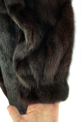 1980s-90s Yves Saint Laurent Dark Brown Mink Swing Car Coat Jacket w Pockets