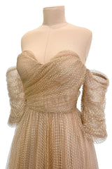Magical Fall 2021 Christian Dior by Maria Grazia Chiuri Fine Gold Metallic Net Dress w Full Skirt
