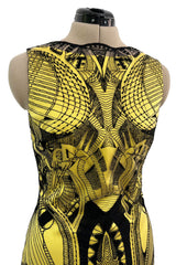 Extraordinary Resort 2010 Alexander McQueen Rare Black Embroidered Net over Yellow Silk Dress