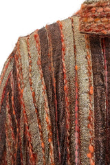 Incredible 1980s Carolina Herrera Angora & Mohair Knit Cape w Panels of Metallic Gold Thread