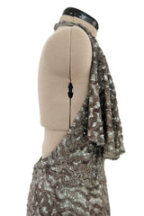 Incredible 2005 John Anthony Couture Runway Sample Hand Beaded & Sequin Plunge Dress