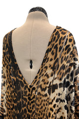 Spring 2002 Yves Saint Laurent by Tom Ford Runway Look 39 Leopard Fringe Silk Knit Caftan
