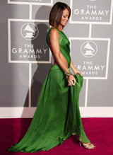 Very Rare Spring 2007 Roberto Cavalli Green Pleated Silk Chiffon Dress w Open Back & Sides