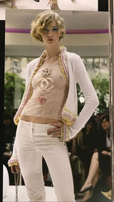 Dreamy Cruise 2004 Chanel by Karl Lagerfeld Pale Pink Knit Dress & Pastel Cardigan Set