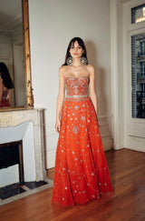 Exquisite 2020 Cucculelli Shaheen Collection 9 Strapless Hand Embroidered Carnelian Constellation Dress