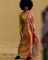 Gorgeous Spring 2020 Christian Dior Sunset Striped Cotton Dress w Silk Chiffon Under Slip