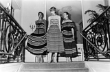 Spring 1977 Christian Dior by Marc Bohan Black Cotton Jersey Striped Off Shoulder Ruffled Dress
