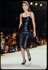 Prettiest Spring 1985 Chloe by Karl Lagerfeld Black Silk Organza Strapless Dress w Bow Detailing