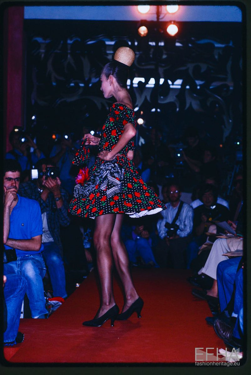 Spring 1988 Off Shoulder Christian Lacroix Floral Dress