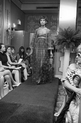 Fall 1968 James Galanos Couture Metallic Gold and Silver Detail on Net Dress