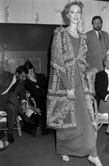 Fall 1979 Zandra Rhodes Book Piece 'Chinese Squares' Printed Red Silk Chiffon Dress