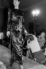 Fabulous Fall 1986 Bill Blass Runway Brilliant Blue Silk Velvet Dress w Open Cut Out Back