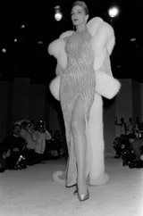 Incredible 1987 Bob Mackie Blue & Silver Beaded & Sequin Dress on Black Net