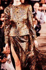 Fall 1989 Bill Blass Gold Silk Lame Leopard Evening Jacket & Skirt Suit