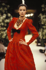 Stunning Fall 1994 Givenchy Haute Couture Original Runway Sample Dress w Front Black Bow